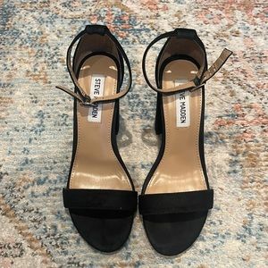 Steve Madden Black Suede Carrson Block High Heel Size 7.5